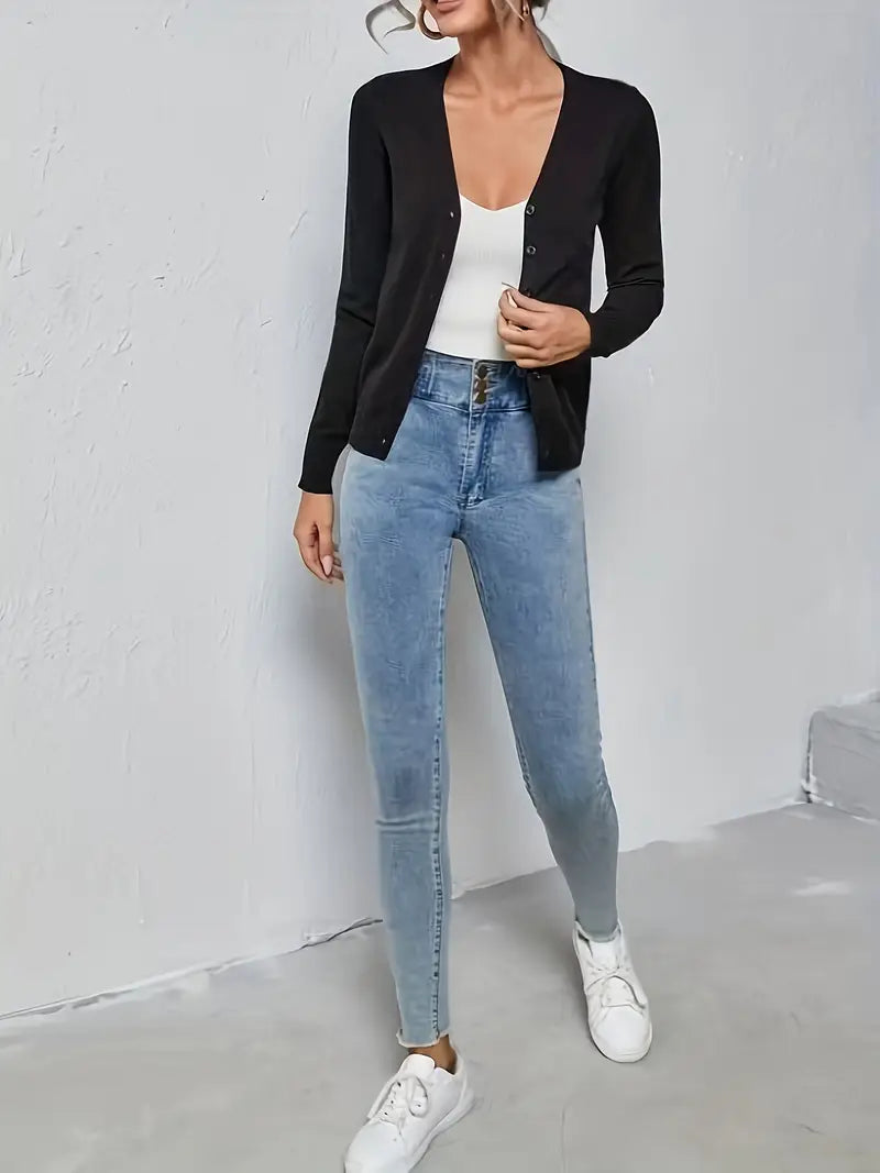 Cardigan simple col V avec boutons