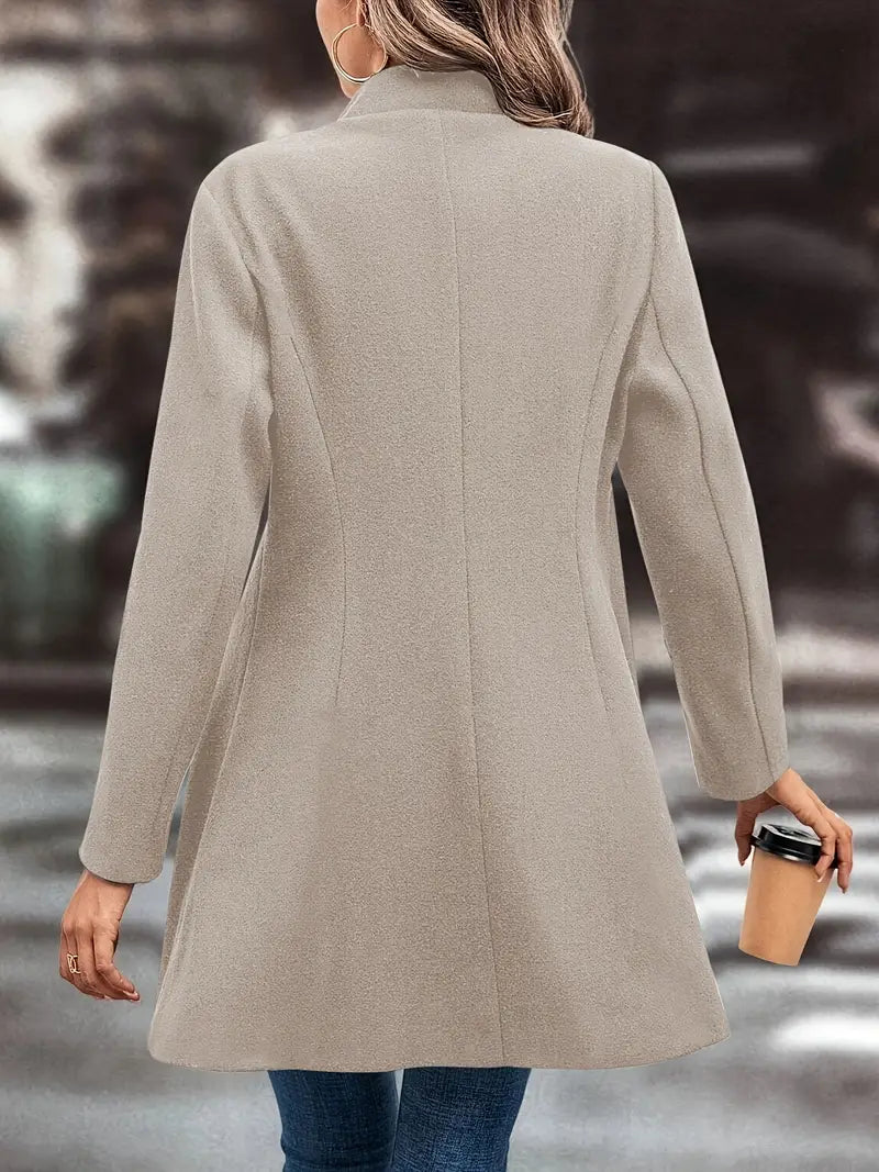 Manteau d'Hiver Uni Long Bouton Simple