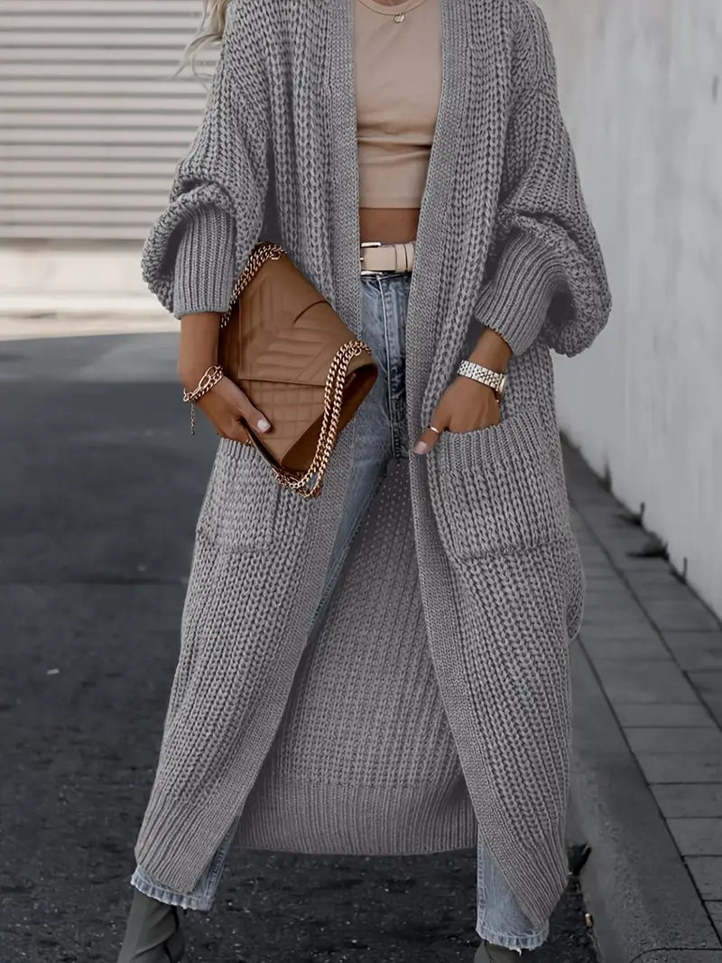 Cardigan long en tricot avec poches