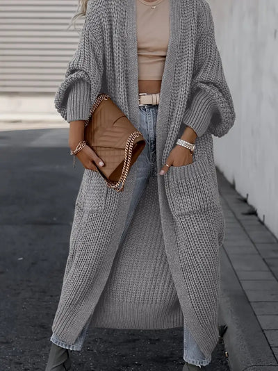 Cardigan long en tricot avec poches