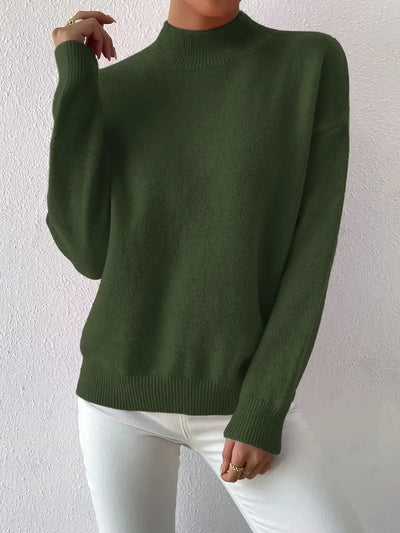 Pull élégant pour femme à col montant manches longues
