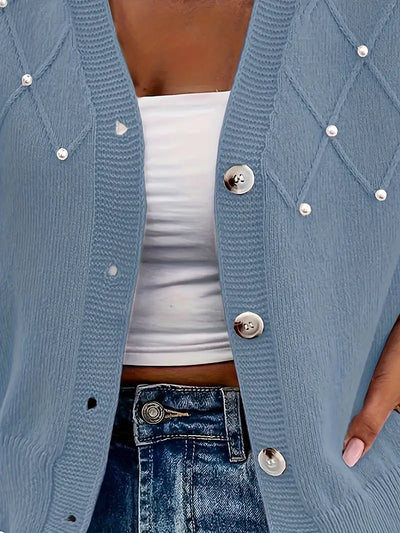Cardigan élégant tricoté avec perles