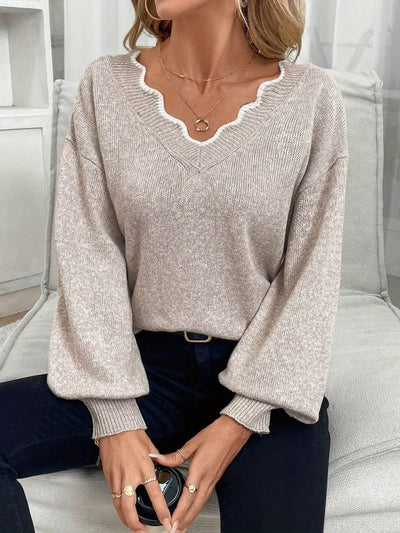 Pull Col V avec noeud