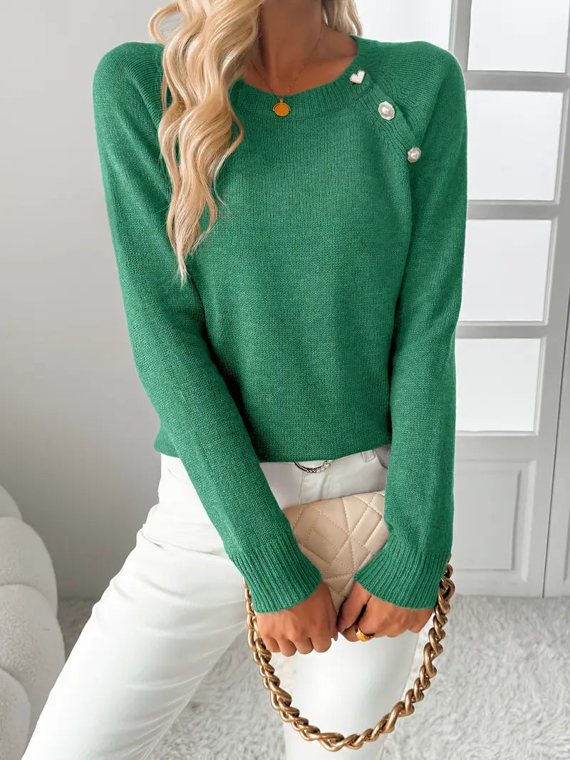 Pull Épaule Asymétrique avec Boutonnage