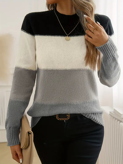 Pull doux et élégant blocs de couleurs