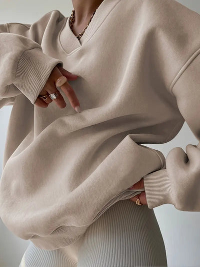 Sweat Pull manches longues col V uni