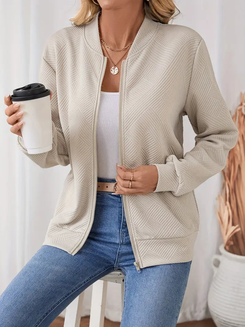 Veste légère élégante col zippé manches longues