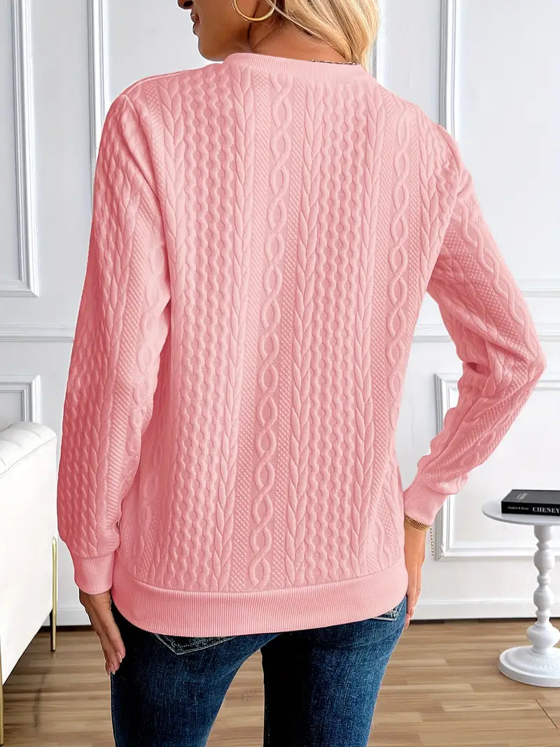 Pull Manches Longues avec Tricot Torsadé