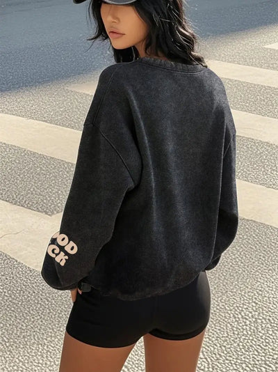 Sweat Pull vintage à col rond impression Enjoy The Little Things