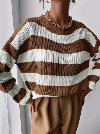 Pull rayé décontracté à épaules tombantes