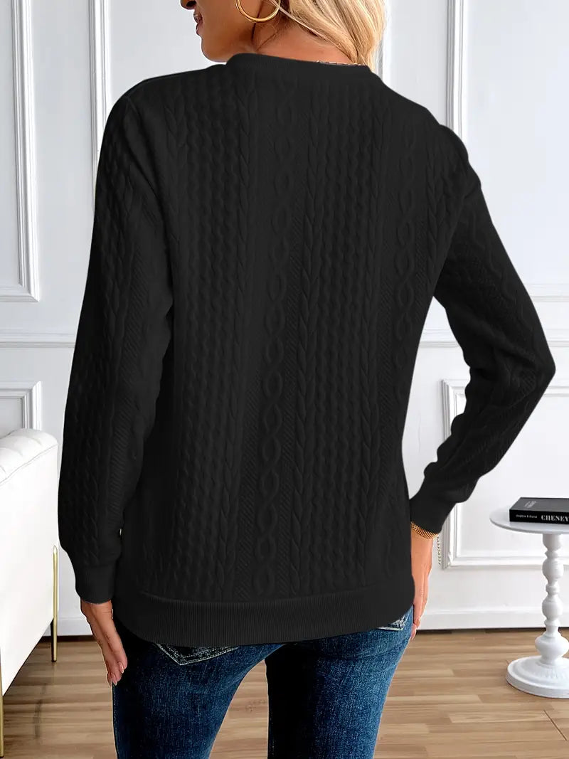 Pull Manches Longues avec Tricot Torsadé