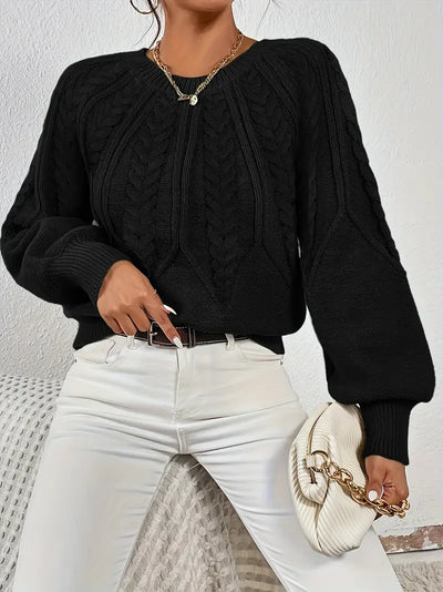 Pull à col rond tressé