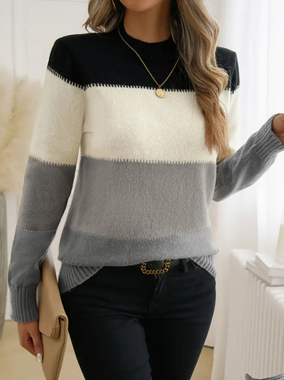 Pull doux et élégant blocs de couleurs