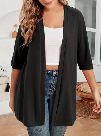 Cardigan grande taille simple mi-long