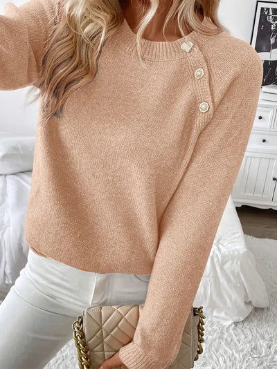 Pull Épaule Asymétrique avec Boutonnage