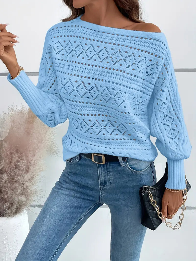 Pull à epaules dénudées semi-transparent