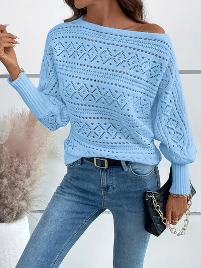 Pull à epaules dénudées semi-transparent