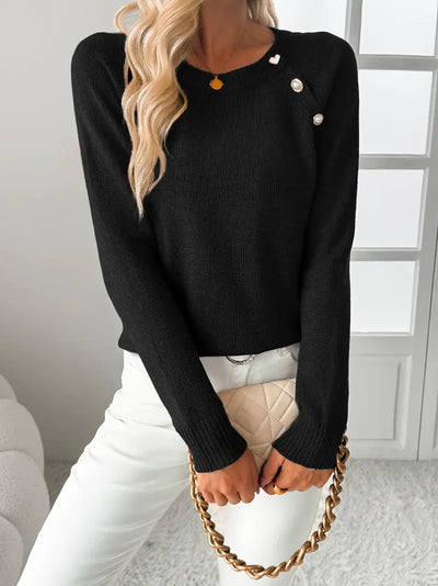 Pull Épaule Asymétrique avec Boutonnage