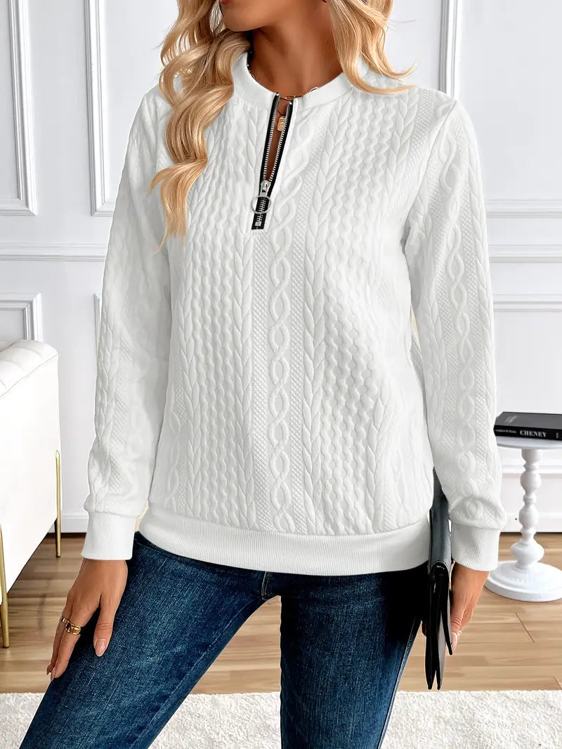 Pull Manches Longues avec Tricot Torsadé
