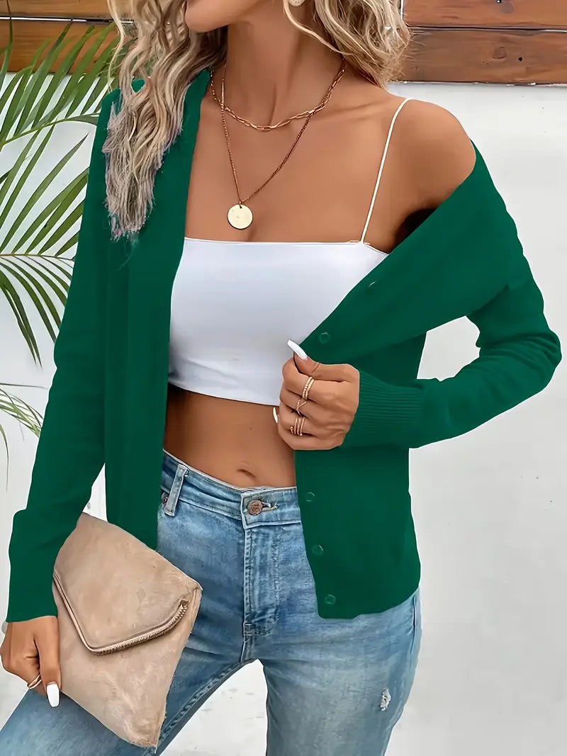 Cardigan simple col V avec boutons