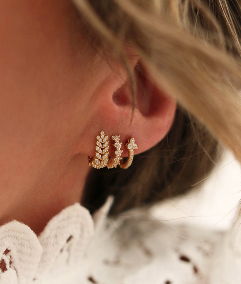 Anneaux d'oreilles feuilles Rose