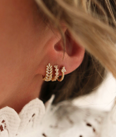 Anneaux d'oreilles feuilles Rose