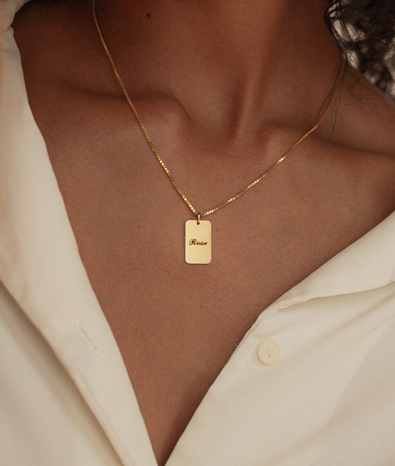 Collier personnalisable plaque 1 prénom