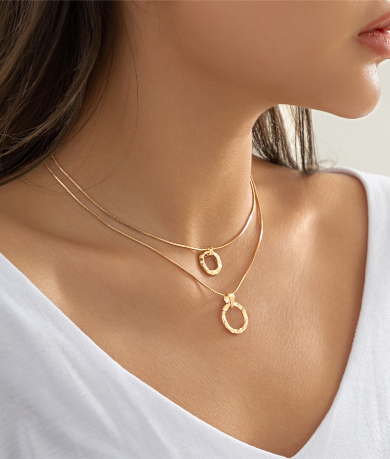 Collier double cercles fins