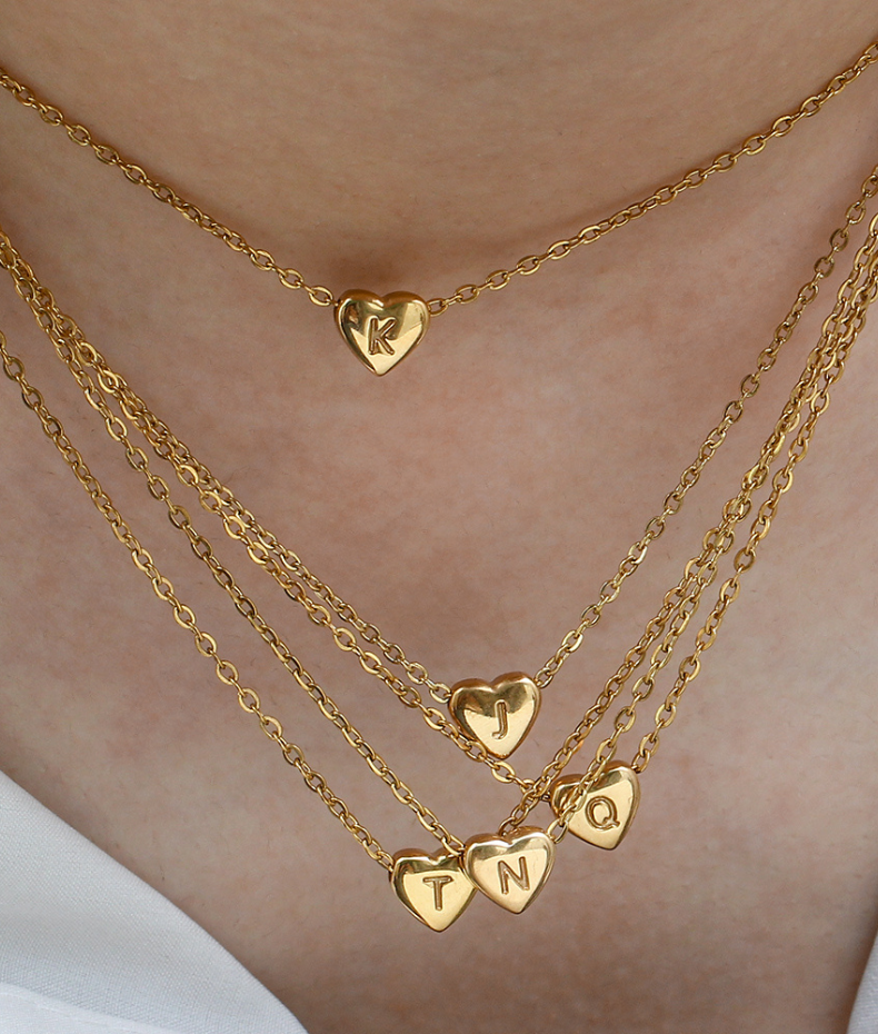 Collier personnalisable coeur plaqué or 18 carats