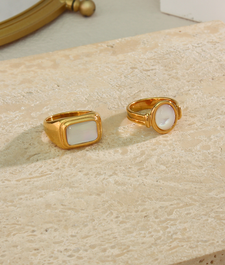 Anel de madrepérola em pedra natural