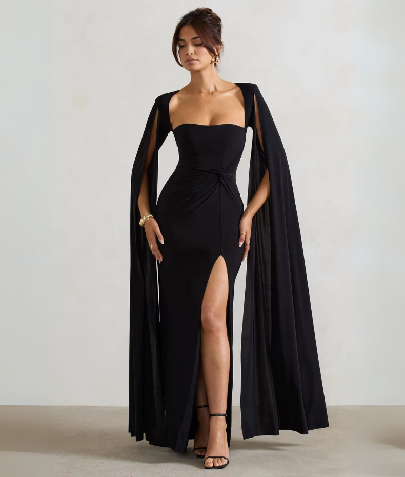 Robe à fente manches ultra longues