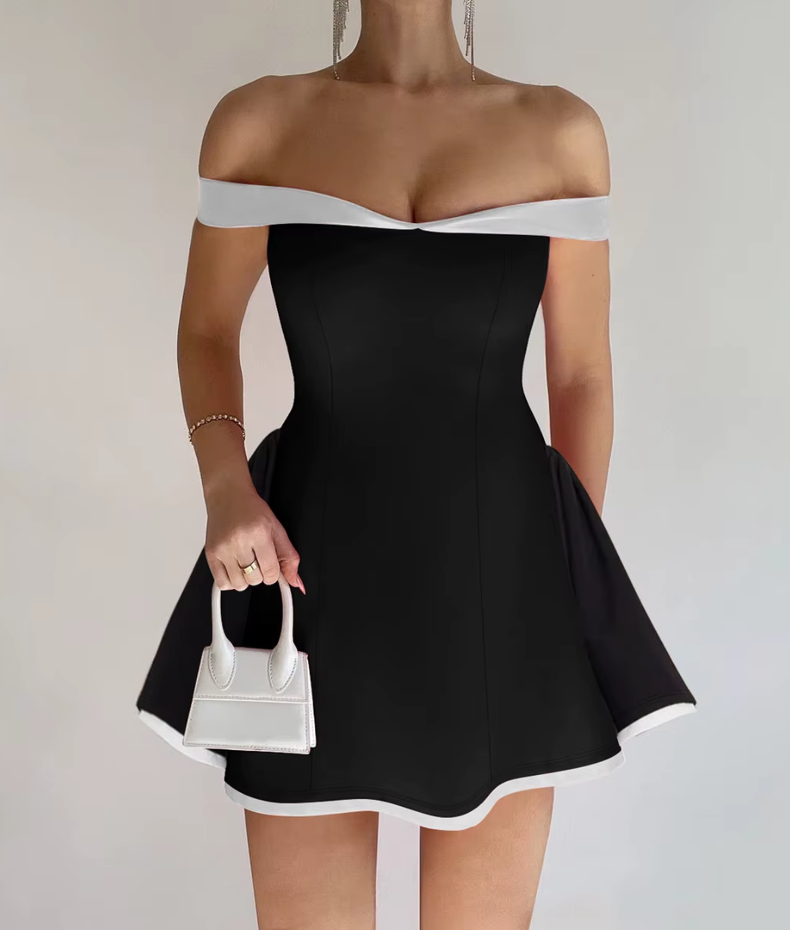 Robe col bateau chic noir et blanc