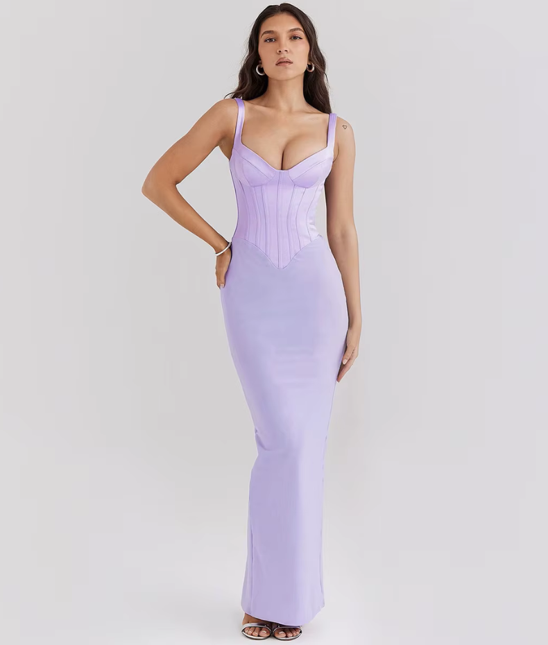 Robe corset col en V