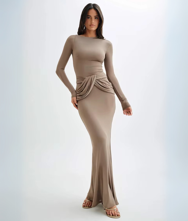 Robe longue taille drapée