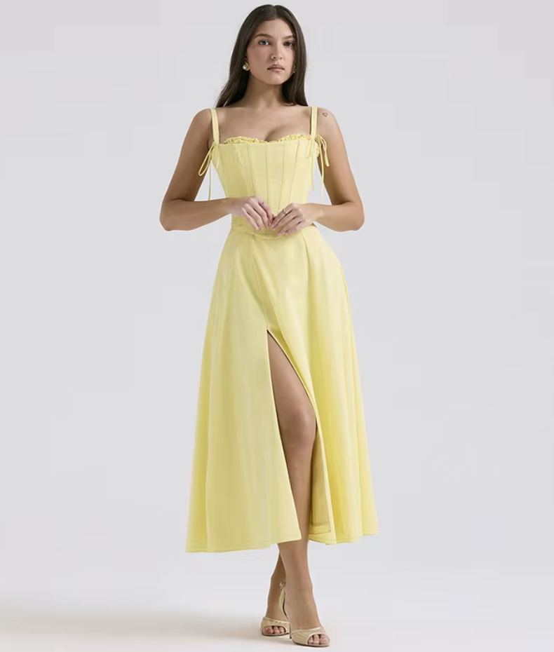 Robe longue à fente bustier