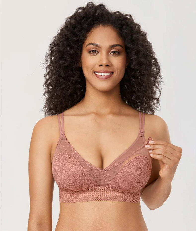 Soutien-gorge d'allaitement en dentelle légèrement rembourrée