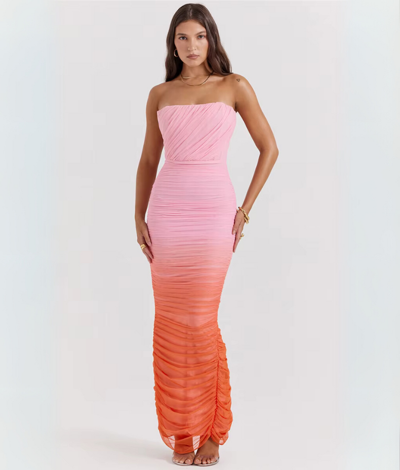 Robe longue bustier bicolore