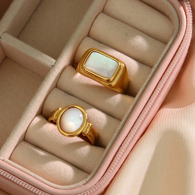 Anel de madrepérola em pedra natural