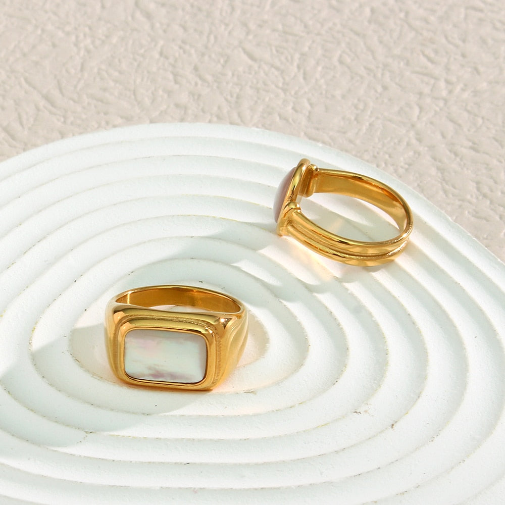 Anel de madrepérola em pedra natural