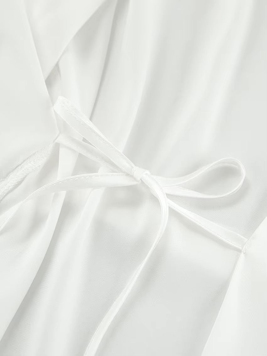 Kimono long en satin blanc