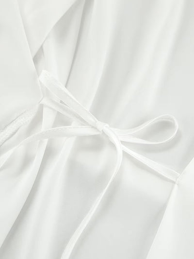 Kimono long en satin blanc