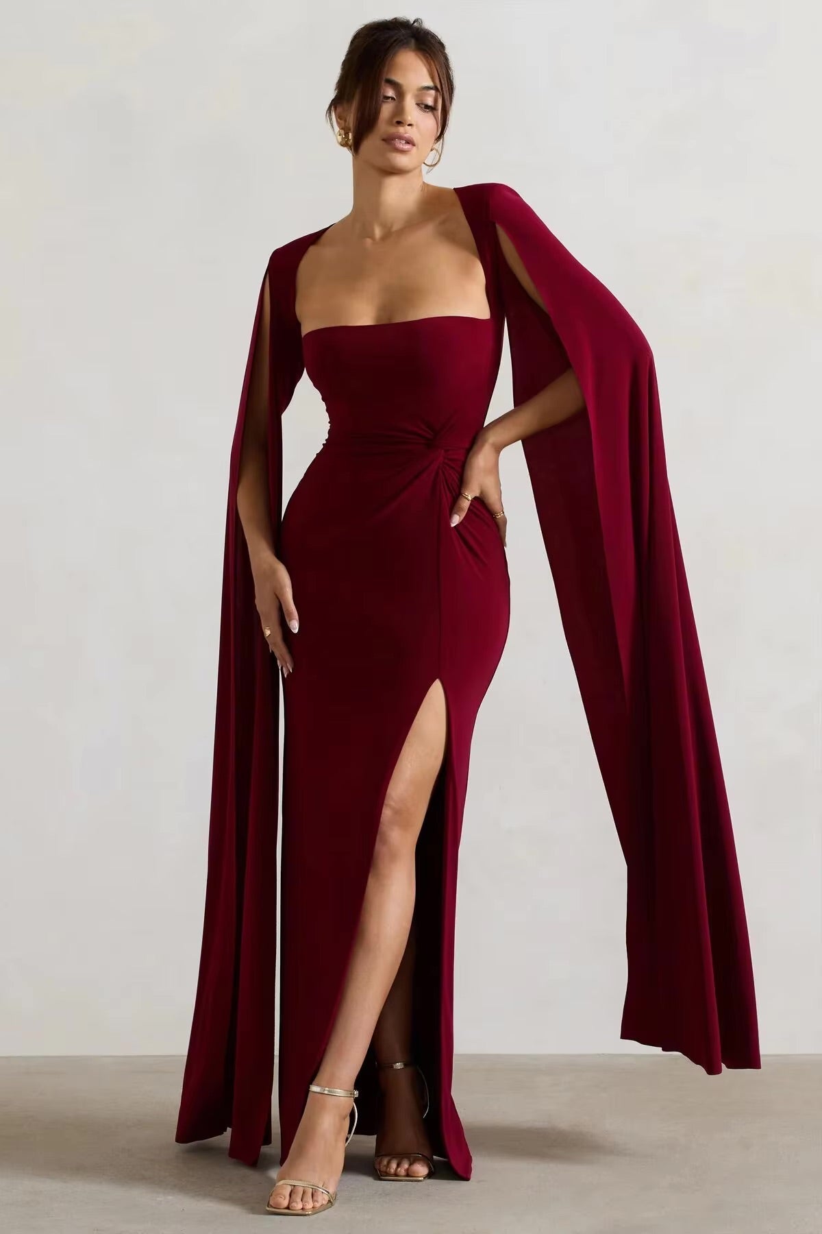 Robe à fente manches ultra longues