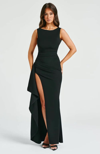 Robe longue dos nu à fente