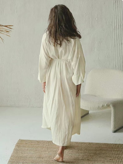 Kimono long en coton blanc