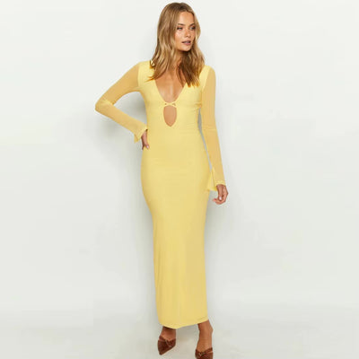 Robe longue décolleté croisé