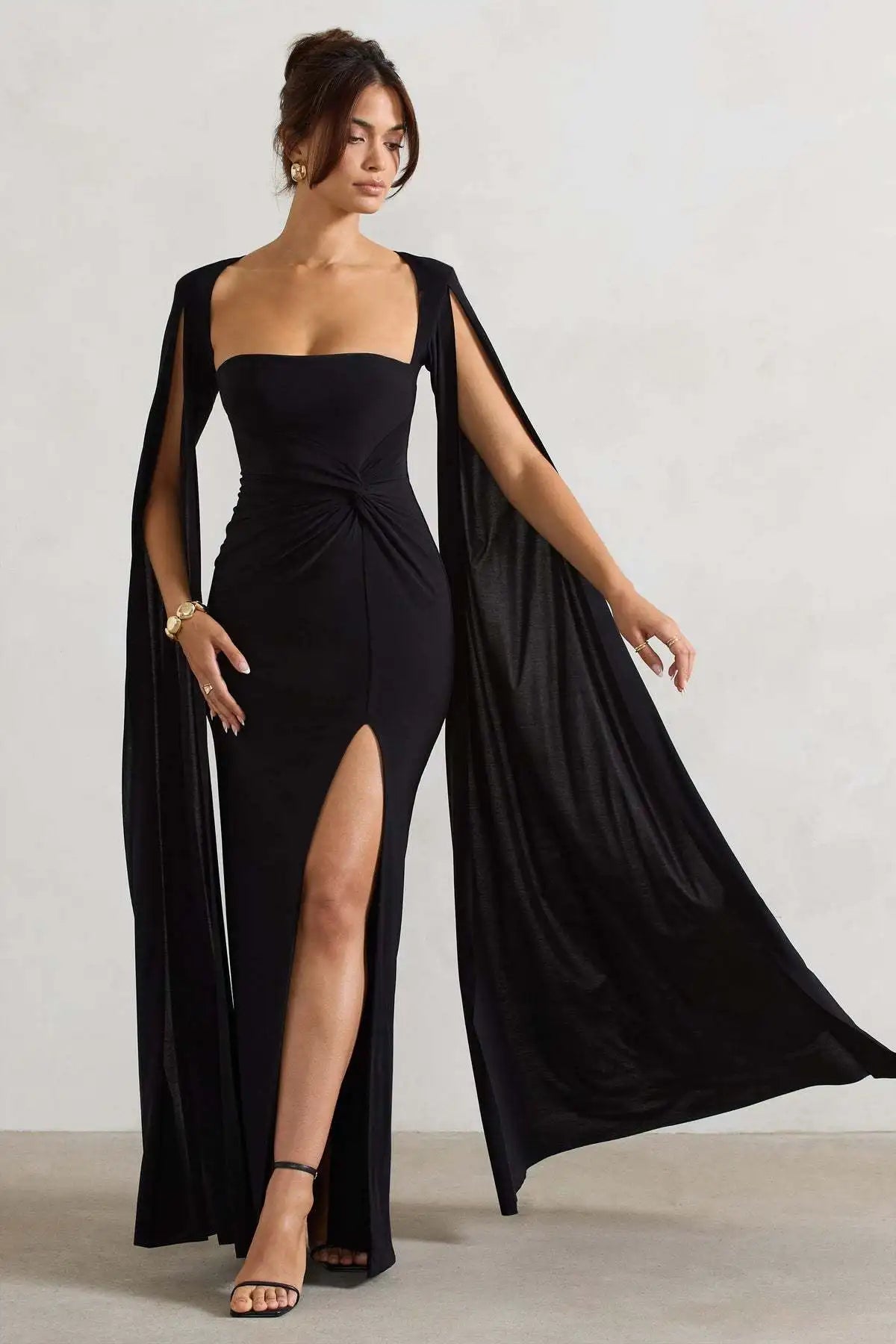 Robe à fente manches ultra longues