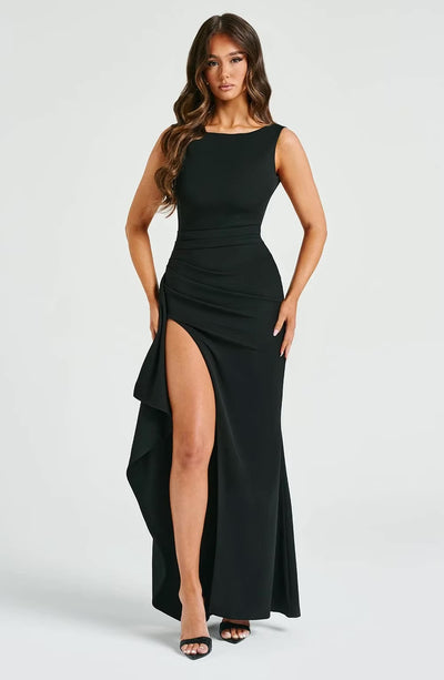 Robe longue dos nu à fente