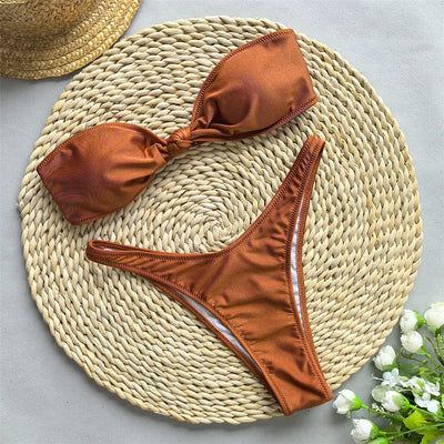 Maillot de bain deux pieces sans bretelles