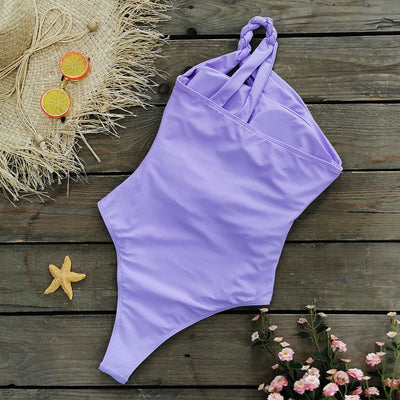 Maillot de bain torsadé une bretelle