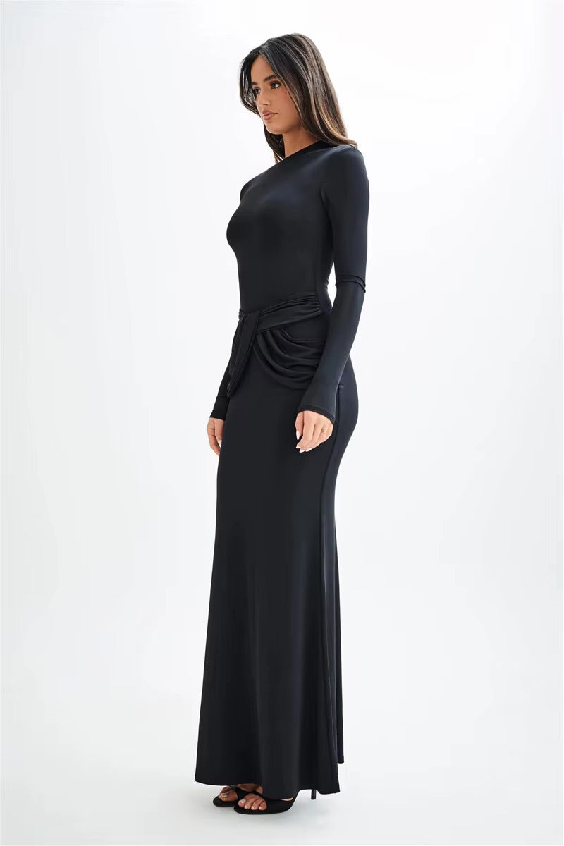 Robe longue taille drapée